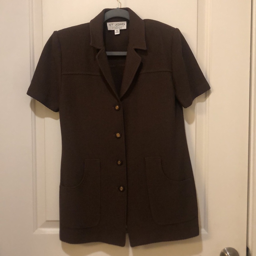 St. John Knit short sleeve button up sweater